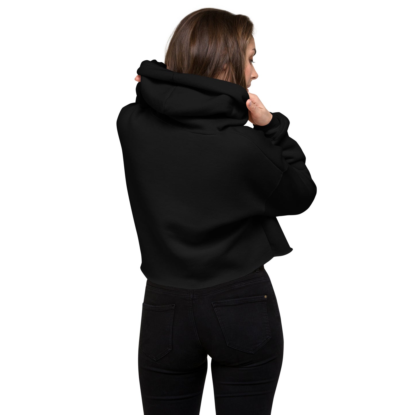 Namaste Lotus Flower - Crop Hoodie - Black with Tan