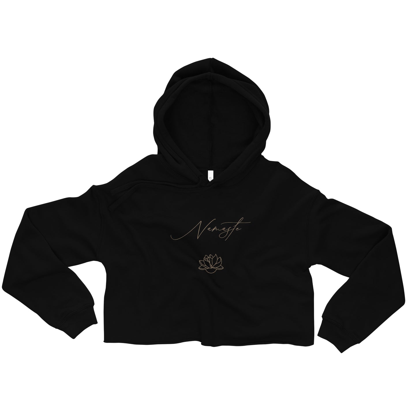 Namaste Lotus Flower - Crop Hoodie - Black with Tan