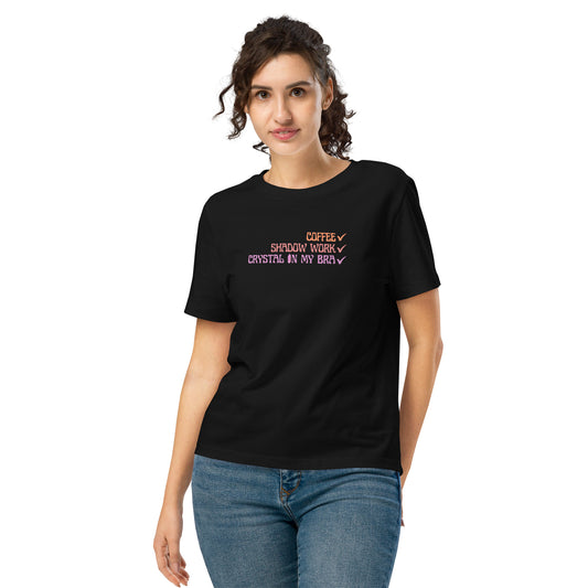 Crystal In My Bra - Orange/Purple - Women’s organic ribbed neck t-shirt