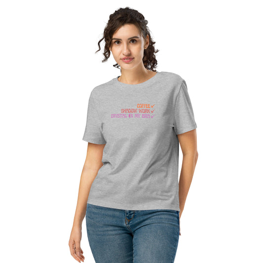 Crystal In My Bra - Orange/Purple - Women’s organic ribbed neck t-shirt